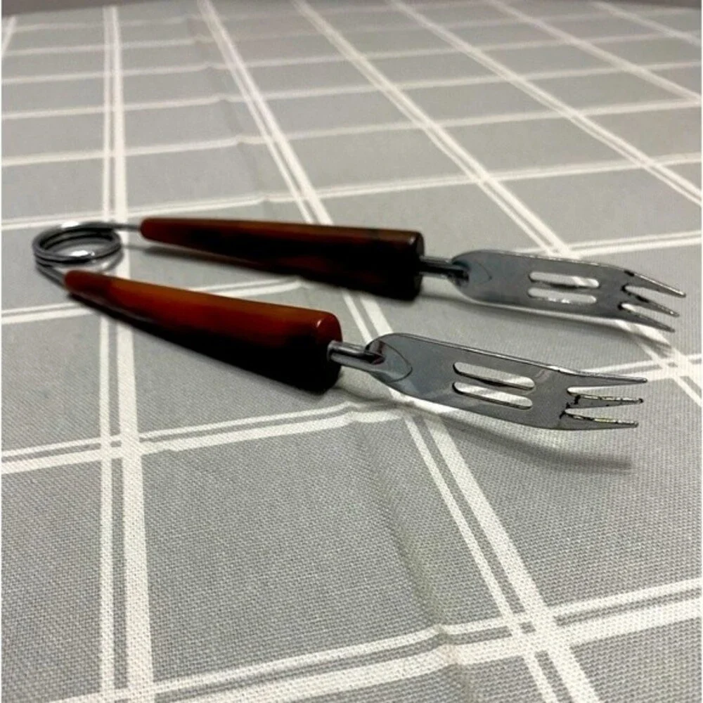 Vtg MCM Barware Ice Tong Chrome Bakelite Handles Marble Design Replacement Bar